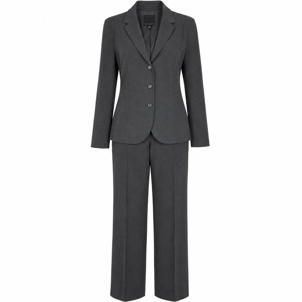 The Limited Womens Pant Suit 10 Charcoal Gray Professional Corporate Office Set